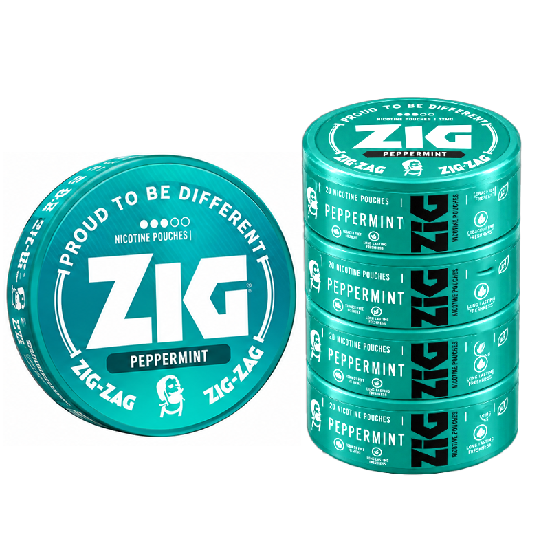 Zig Nicotine Pouches – Peppermint 8MG Pack of 5