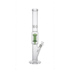 Clear Glass Straight Tube Water Pipe with Green Mushroom Perc & Butterfly Design | Premium Glass Bong