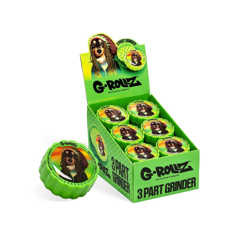 G-Rollz | 3-Part Grinder 53mm Pets Rock 'Reggae' (18pcs/display)
