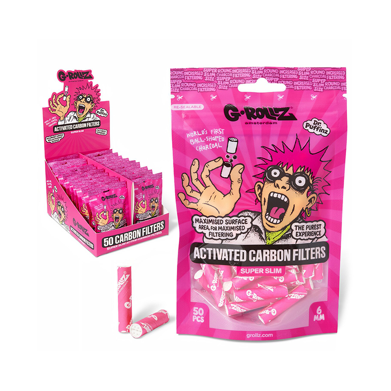 G-Rollz | Activated Carbon Filters - Ø6mm Pink - 50 Filter Tips