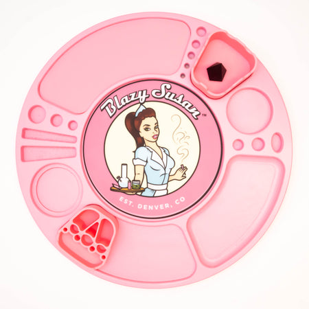 Blazy Susan Spinning Rolling Tray Birch Pink + inserts (colours may vary)