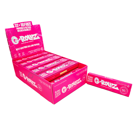 G-ROLLZ- Lightly Dyed Pink - King Size Slim Pink Papers + Tips