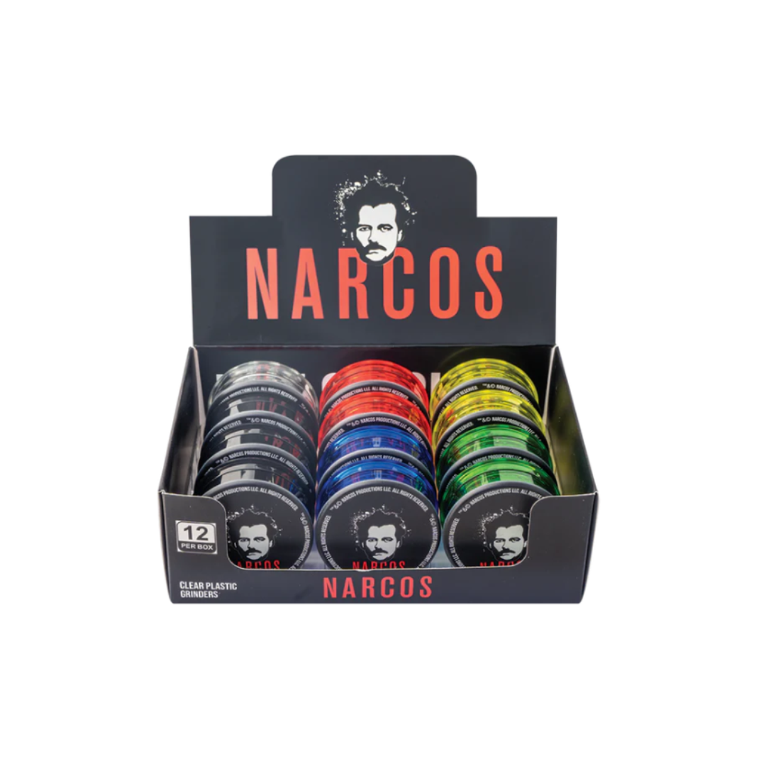 Narcos Clear Plastic Grinder Mixed Colours x 12