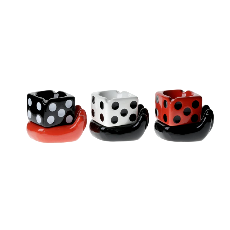 HAND HOLDING Ceramic PLAYFUL DICE CERAMIC ASHTRAY x 1 SS-1090