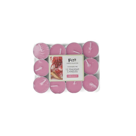 Fizz Tealight Candles Pomegranate 12 Hour Burn Time 12 candles x 1