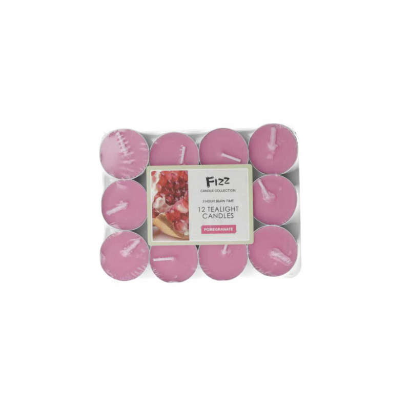 Fizz Tealight Candles Pomegranate 12 Hour Burn Time 12 candles x 1