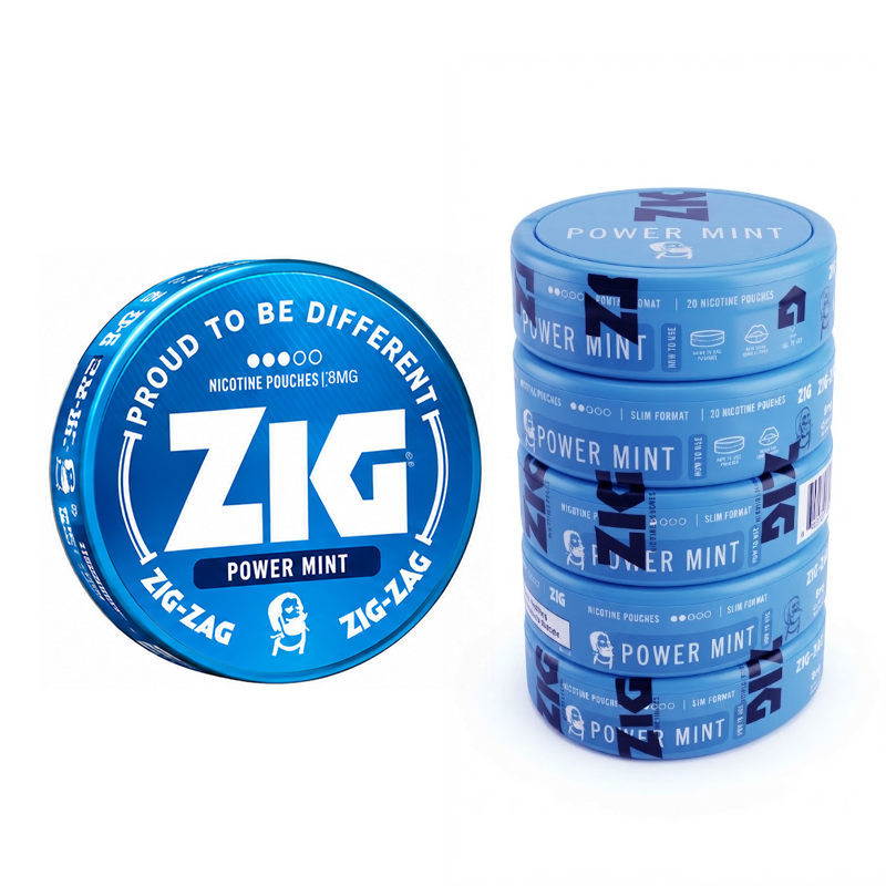 Zig Nicotine Pouches – Power Mint 8MG Pack of 5