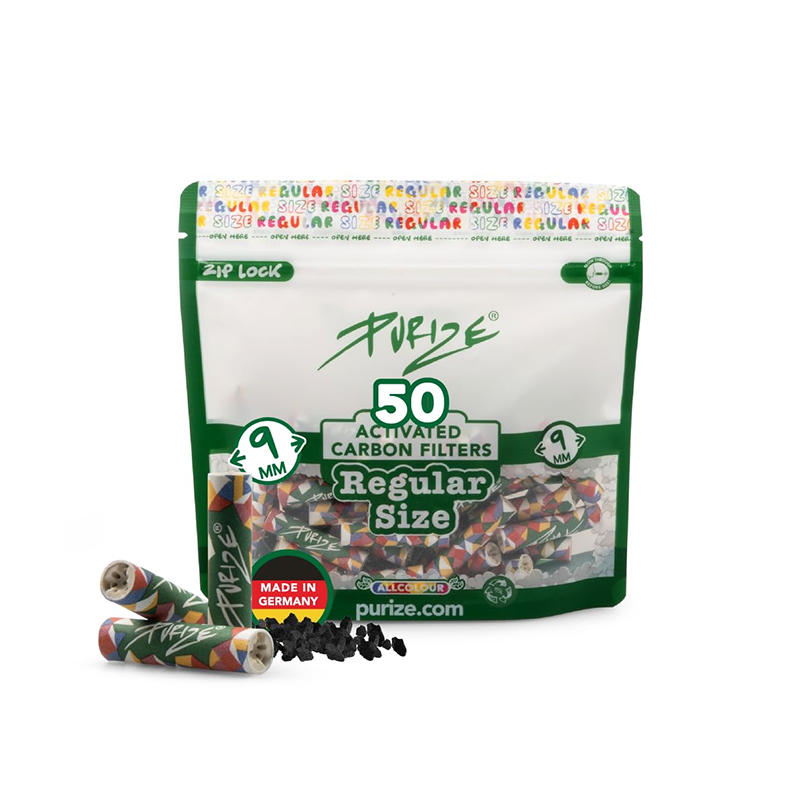 PURIZE® 9mm Regular Size Rainbow Activated Filter Tips 50 Sachets