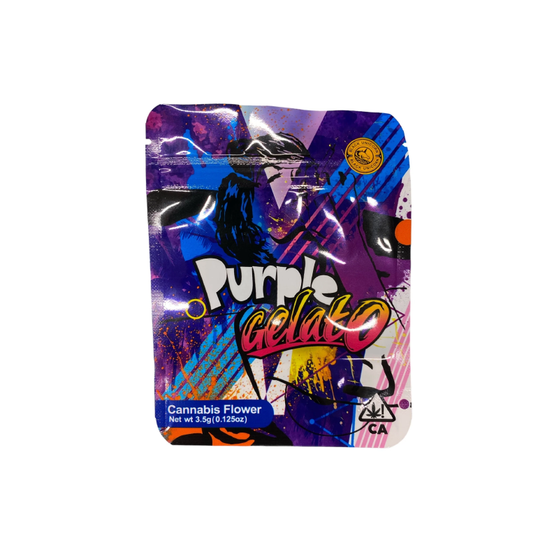 3.5g Purple Gelato Mylar Bags x 100 bags (1 pack)