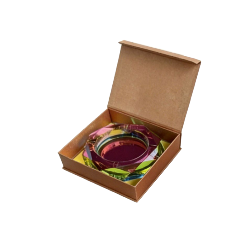 Purple Color Glass High Quality Heavy Round Ashtray - in display box SS-3313