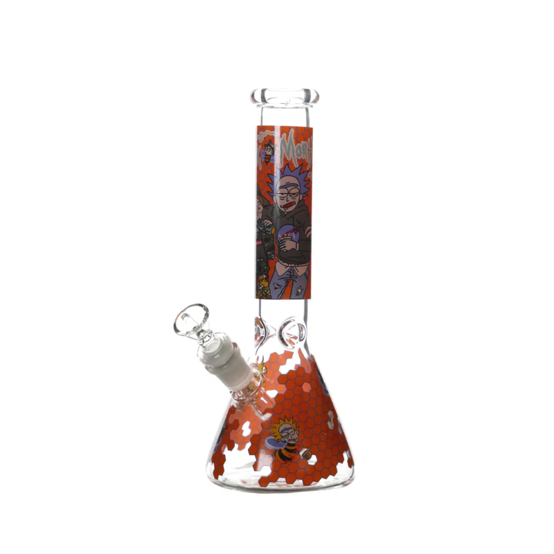 Pyrex Orange Honeycomb Rick & Morty Glass Beaker Bong 26cm