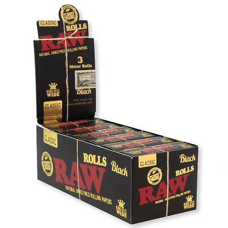 RAW Black King Size Rolls 3 Meters 12 pack