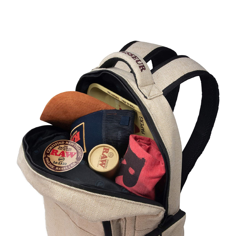 RAW Burlap Backpack | Smell Proof 6-Layer Design W/ Double Zippers Acc ...