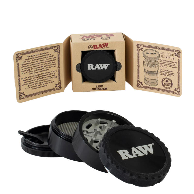 Exclusive RAW 4-Piece Life Grinder - Clear Body Black
