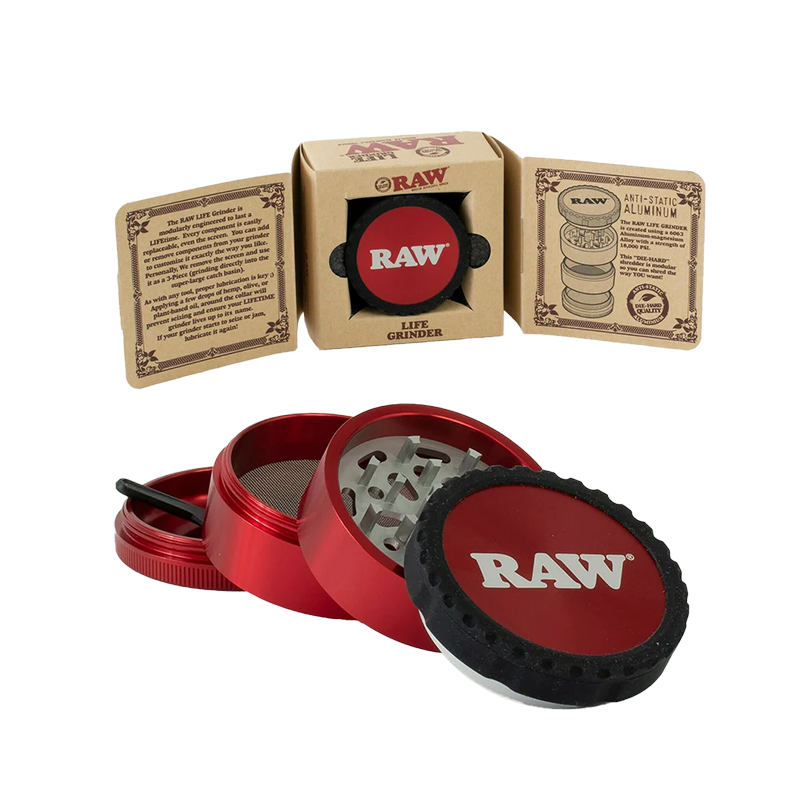Exclusive RAW 4-Piece Life Grinder - Clear Body Red