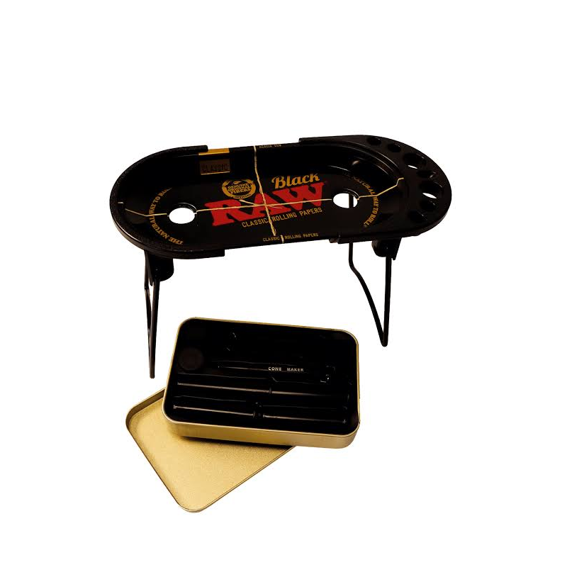 RAW Black Prep Deck – Rolling Tray & Storage Station