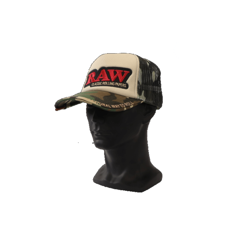 RAW TRUCKER HAT CAMO AND TAN