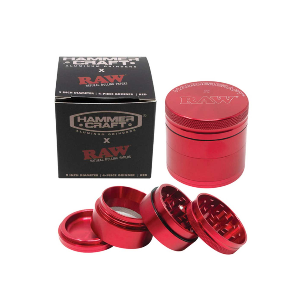 RAW Hammer Craft Medium Aluminium Grinder Red 4 Parts x 1