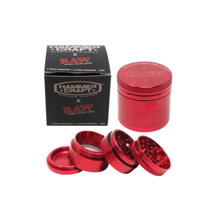 RAW Hammer Craft Large Aluminium Grinder Red 4 Parts x 1