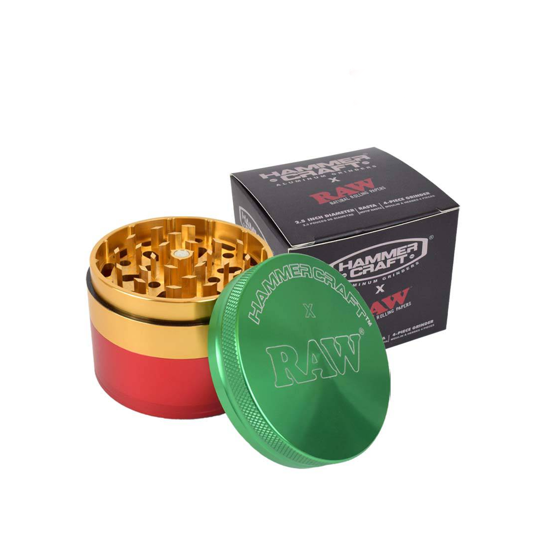 RAW Hammer Craft Large Aluminium Grinder Rasta 4 Parts x 1