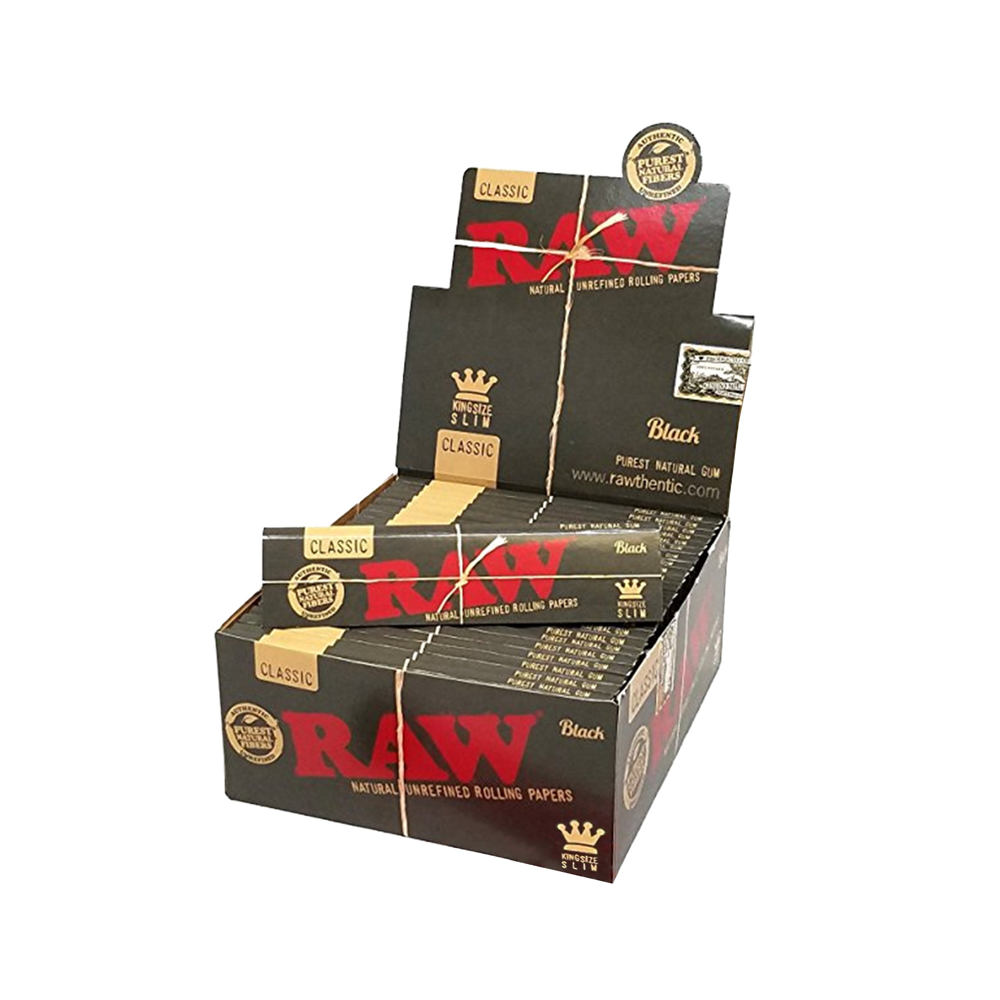 RAW Black King Size Slim Rolling Papers 50 pack