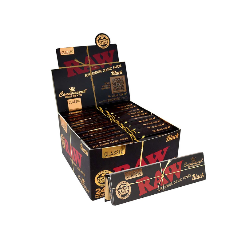 RAW Black Connoisseur King Size Slim Papers + Tips 24 pack