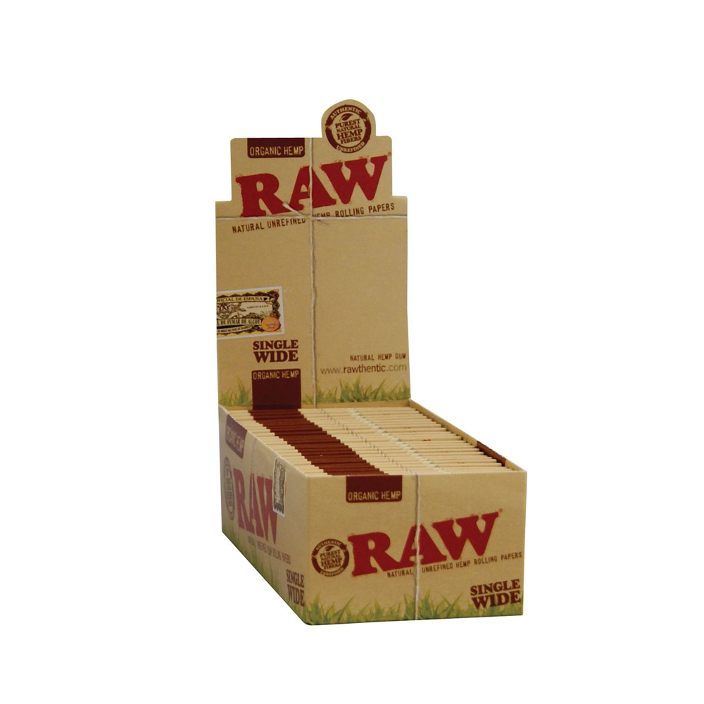 RAW Organic Single Wide Regular Papers Hemp 50 pack