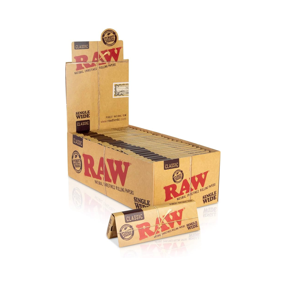RAW Classic Single Wide Single Feed Rolling Papers 50 Packs