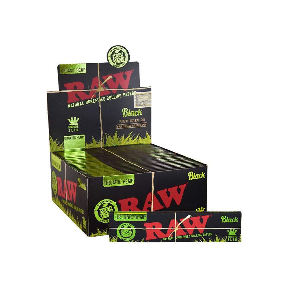 RAW Black Organic Rolling Papers King Size Slim 50 pack