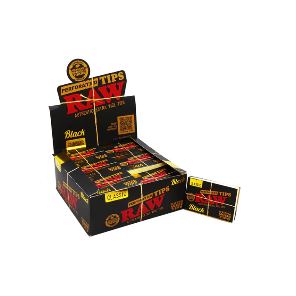 Raw Black Perforated Extra Wide Rolling Tips x 50 pack