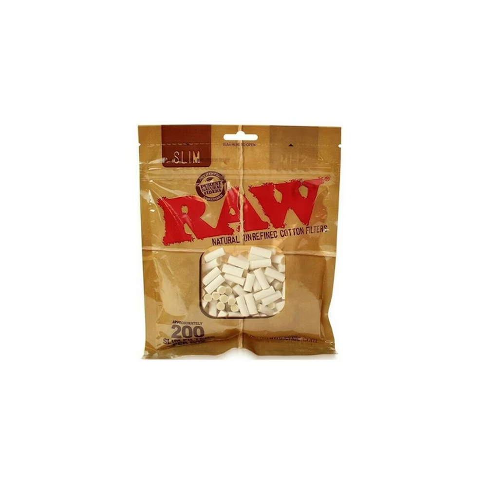RAW Slim 6mm Cotton Filter Tips 200 x 1 Bag