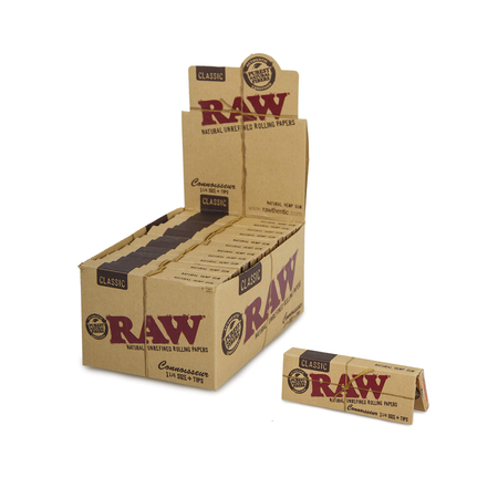 Raw-Classic-Connoisseur-1 1/4-Rolling-Paper-With-Tips