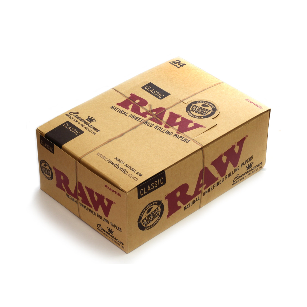 RAW Classic Connoisseur King Size Slim Paper + Prerolled Tips 24 Pack