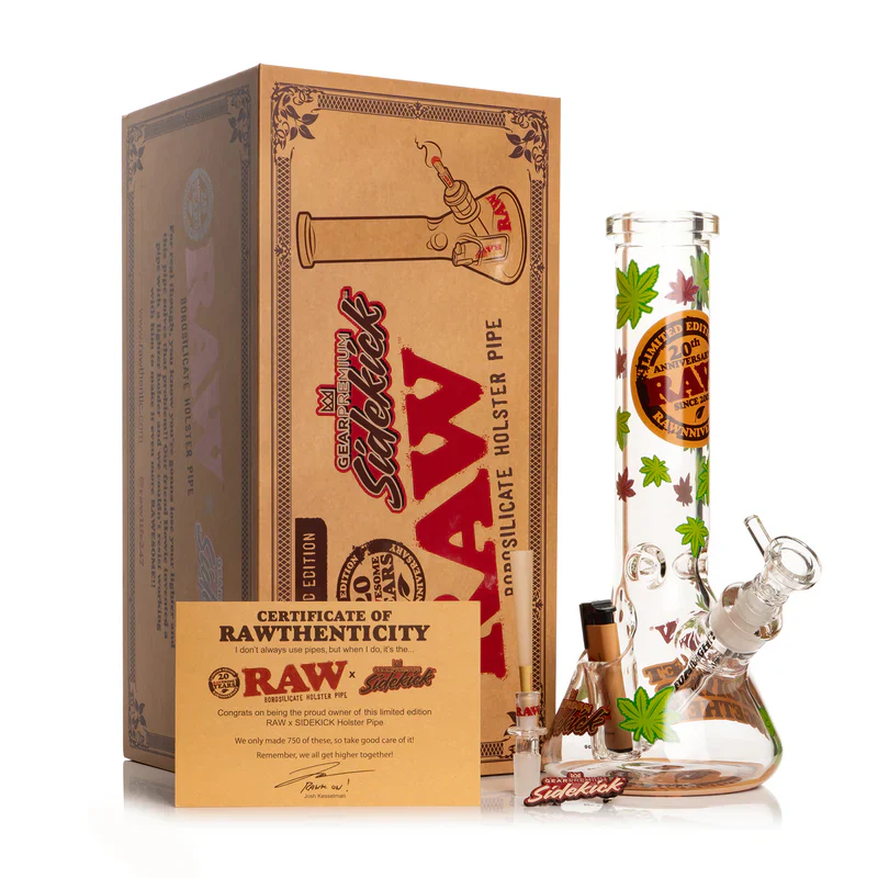 Super EXCLUSIVE Raw x Gear Premium 20th Anniversary 12" 7mm Sidekick Beaker Water Pipe - One time only!