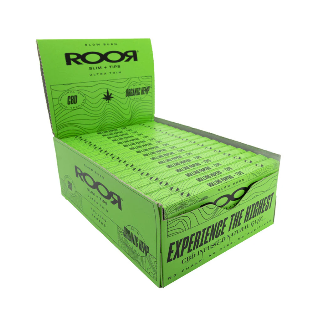 Clearance ROOR CBD Green Organic King Size Paper + Tips Roache 32 pack