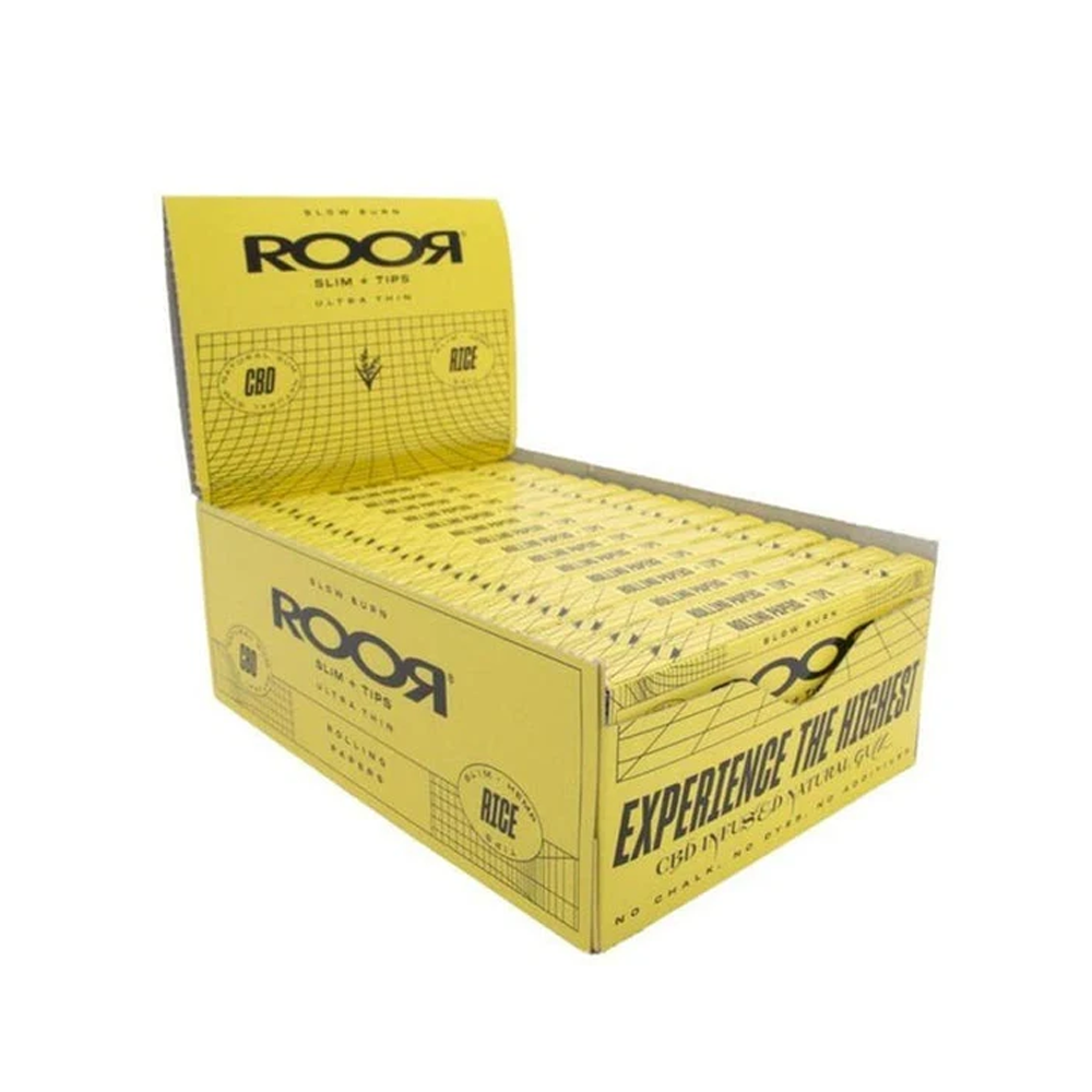 Clearance ROOR CBD Yellow Rice King Size Paper + Tips Roache 32 pack