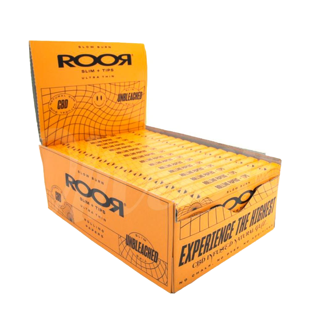 Clearance ROOR CBD Orange Unbleached King Size Paper + Tips Roache 32 pack