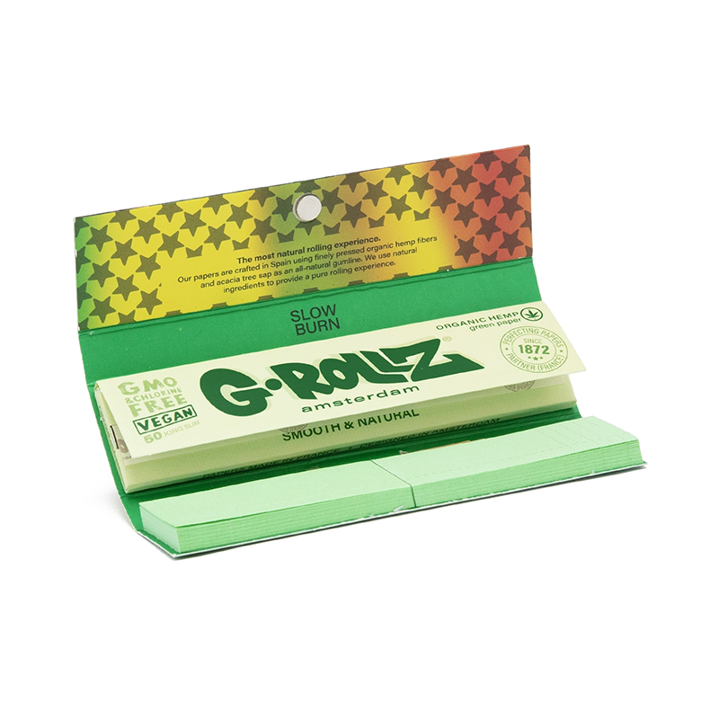 G-Rollz | 'Reggae' 50 King Size Green Papers + Tips (20 Booklets Display)
