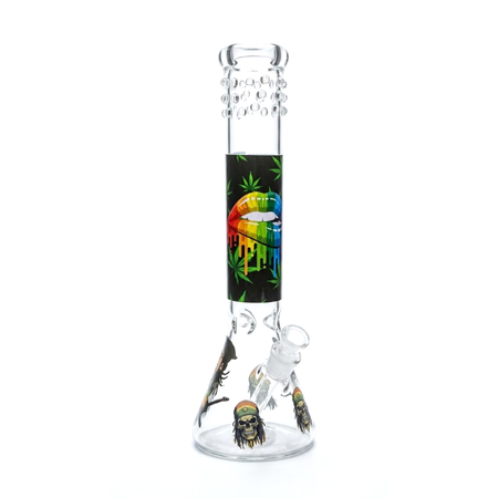 Rainbow Lips Beaker Glass Bong – Artistic Skull Design