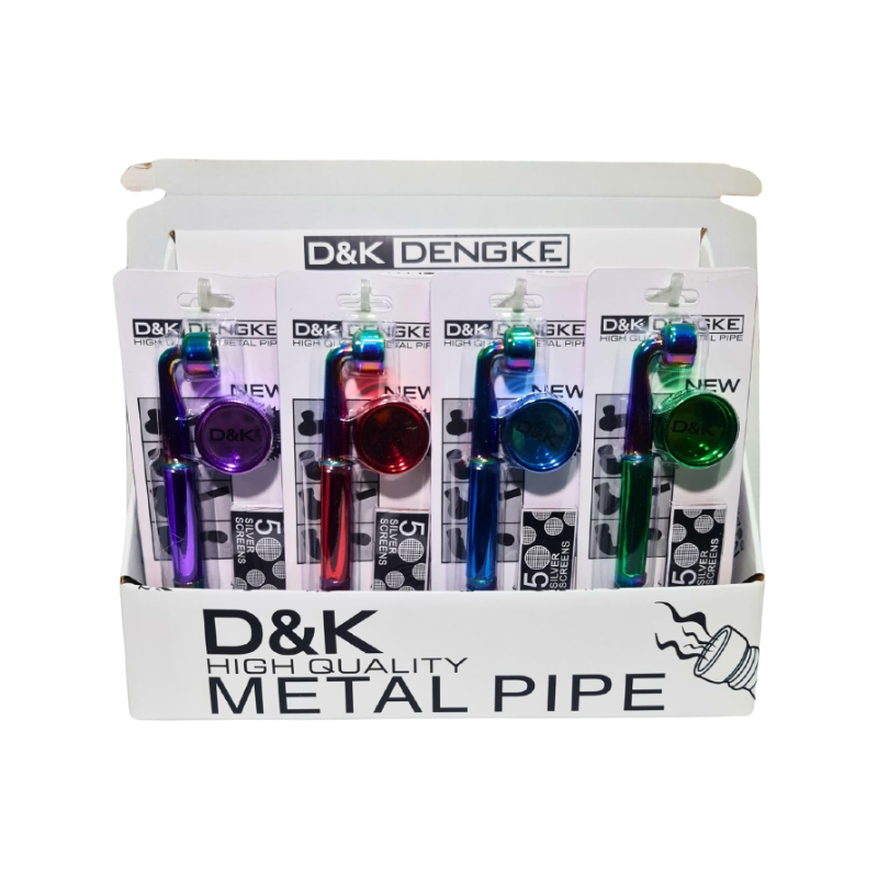 D&K 1 x 14cm Rainbow Metal Mini Smoking Pipe Hookah + Crusher + Mesh, Clear Assorted Colors 20Pack