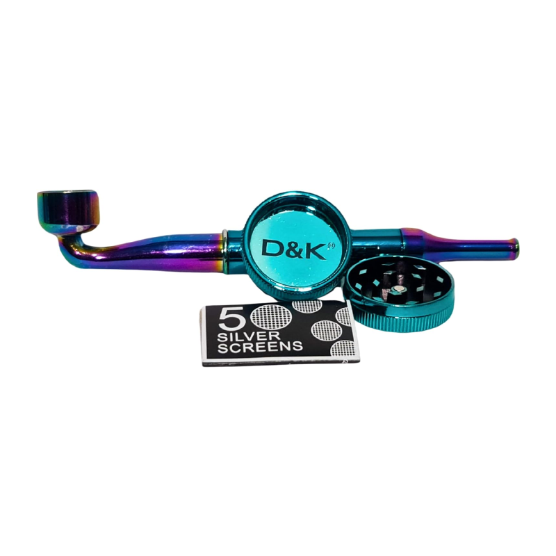 D&K 1 x 14cm Rainbow Metal Mini Smoking Pipe Hookah + Crusher + Mesh, Clear Assorted Colors 20Pack