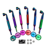 D&K 1 x 14cm Rainbow Metal Mini Smoking Pipe Hookah + Crusher + Mesh, Clear Assorted Colors 20Pack
