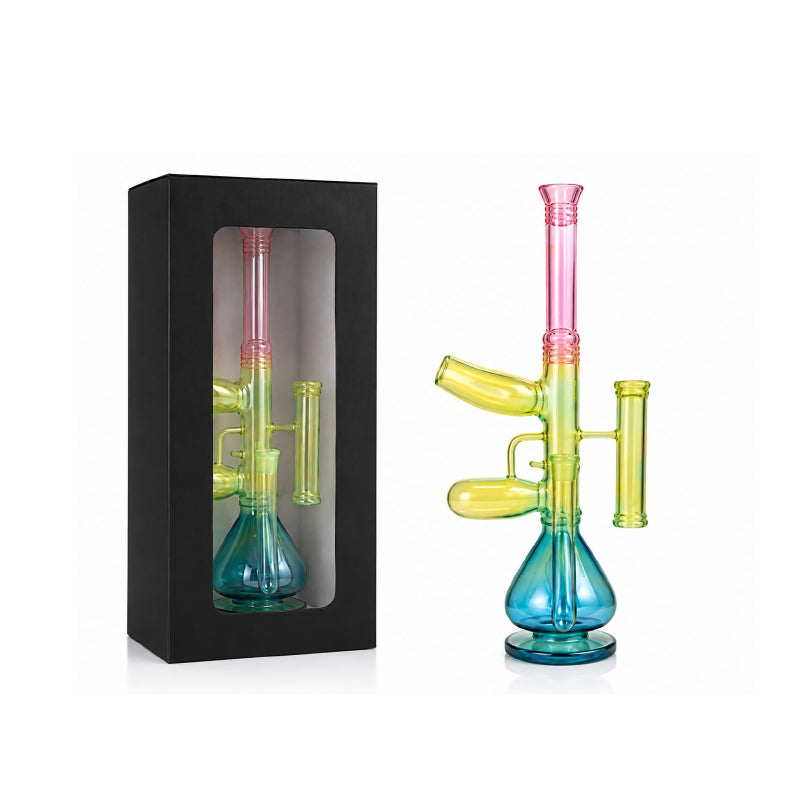 Exclusive Glass Rifle Rainbow Bong– 18.5" -  Water Pipe Blue boxed