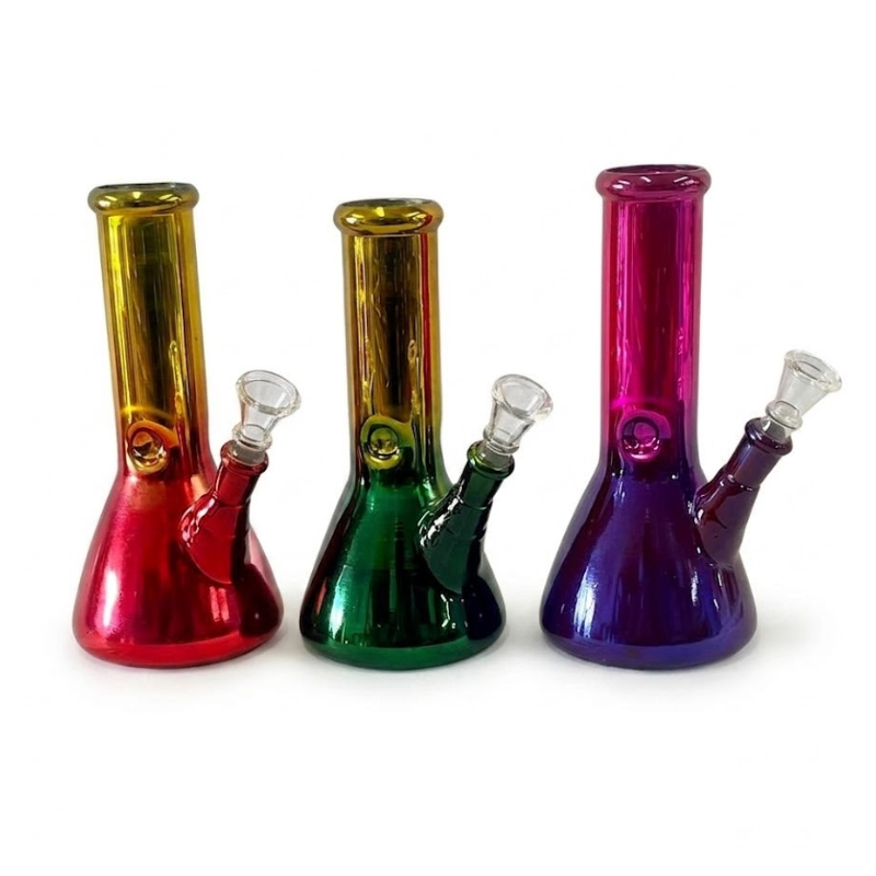 20cm Shinny Glass Bong Rasta Colour (SM-2619)