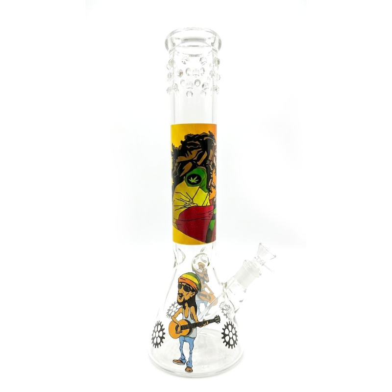 Rasta Music Beaker Glass Bong – Artistic Printed