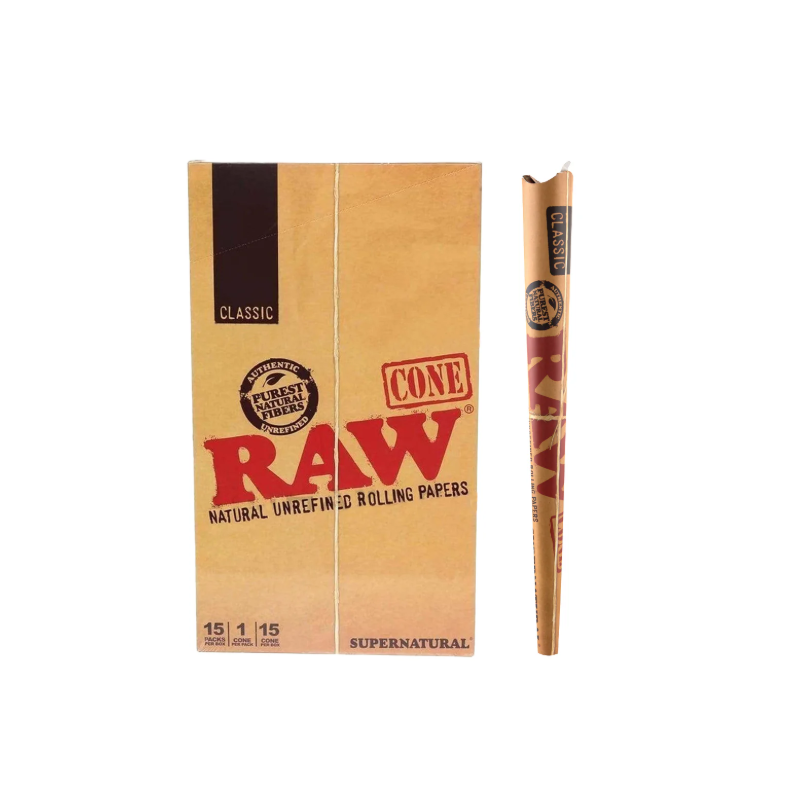 RAW® Supernatural Cones 21g 280mm - Unbleached - 15 pac