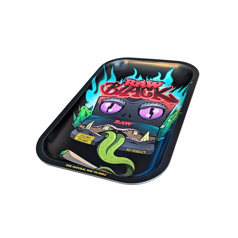 RAW Matte Black Monster Metal Rolling Tray - Small