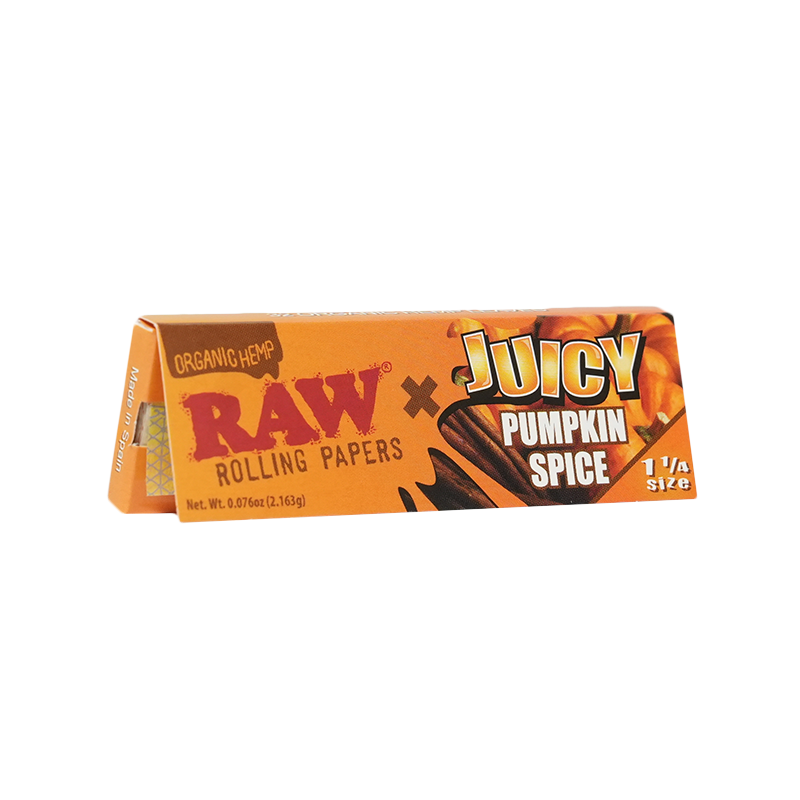 New RAW x Juicy Jay's Pumpkin Spice Organic Hemp Rolling Papers 1 1/4