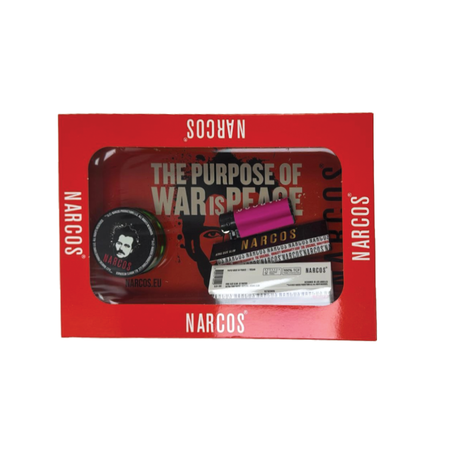 NARCOS ROLLING TRAY RED EDITION GiftBox Medium 19cm x 29cm Lighter / Grinder/ Kingsize Paper