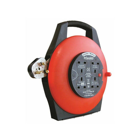 15m Heavy Duty Extension Reel 4 Way Socket 13 Amp Mains Lead – New & Durable